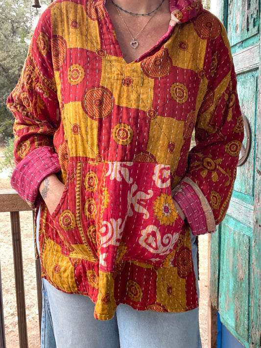 Good Vibes Kantha Hoodie S-L