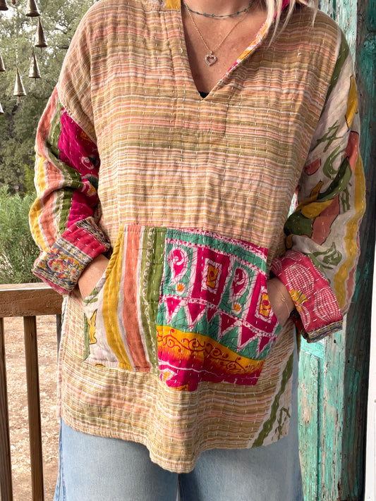 Good Vibes Kantha Hoodie S-L