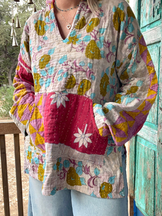 Good Vibes Kantha Hoodie S-L